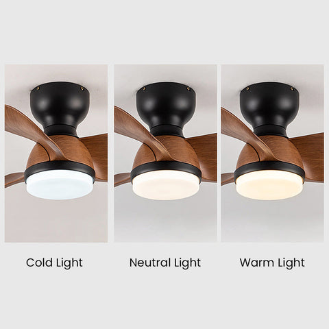 Wood Simple Stylish Bedroom Ceiling Fan | LED Light