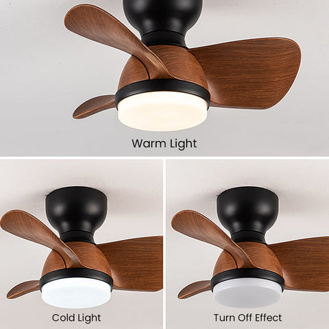 Wood Simple Stylish Bedroom Ceiling Fan | LED Light