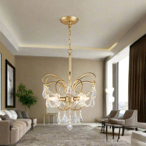 Butterfly Shaped Living Room Chandelier | Artistic Brass Design with 3 Lights