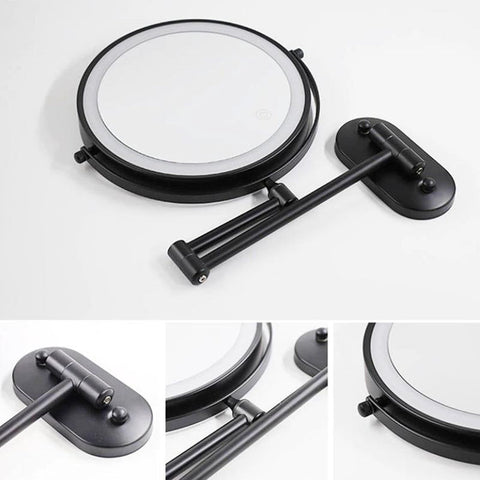 Black Modern LED Magnifying Mirror | Rechargeable with Adjustable Lighting | Perfect for Make-Up