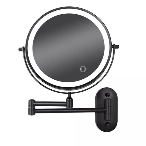 Black Modern LED Magnifying Mirror | Rechargeable with Adjustable Lighting | Perfect for Make-Up