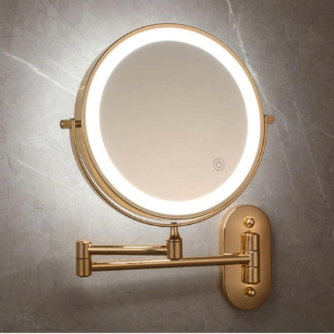 Gold Rechargeable Led Magnifying Mirror for Make-Up and Bathroom