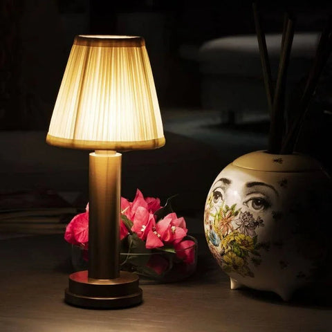Cordless Table Lamp | Brass Finish | 3-Stage Dimming, USB Rechargeable | 3000K Warm Light"