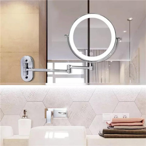 Chrome Silver Rechargeable LED Magnifying Mirror | Perfect For Make-Up And Bathroom