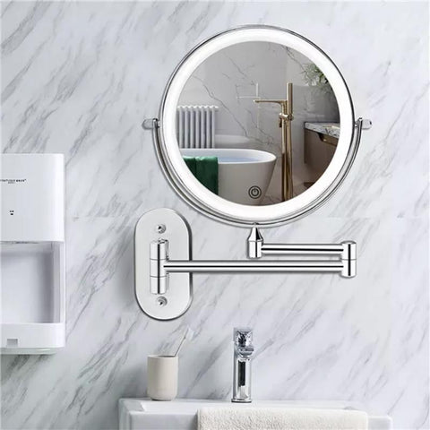Chrome Silver Rechargeable LED Magnifying Mirror | Perfect For Make-Up And Bathroom