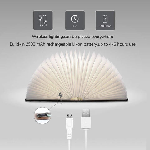Enchanted Book Lamp | Whimsical LED Light | Rechargeable, Cozy Decor for Book Lovers