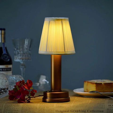Cordless Table Lamp | Brass Finish | 3-Stage Dimming, USB Rechargeable | 3000K Warm Light"