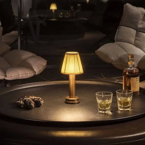Cordless Table Lamp | Brass Finish | 3-Stage Dimming, USB Rechargeable | 3000K Warm Light"