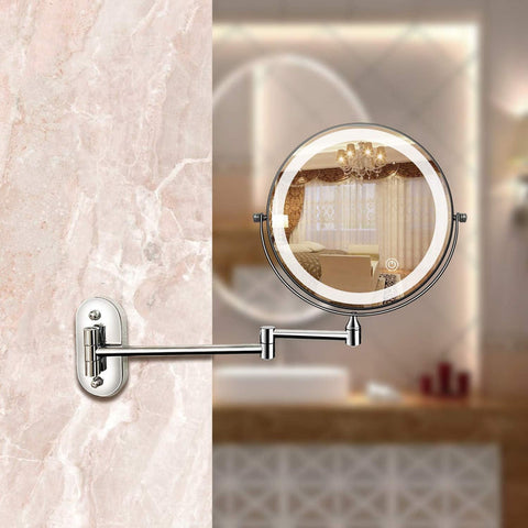 Chrome Silver Rechargeable LED Magnifying Mirror | Perfect For Make-Up And Bathroom