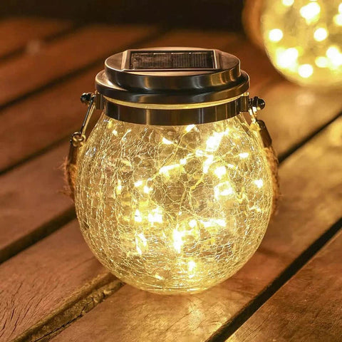 Solar Glass Light | Enchanting Outdoor Illumination with Ice-Cracked Design