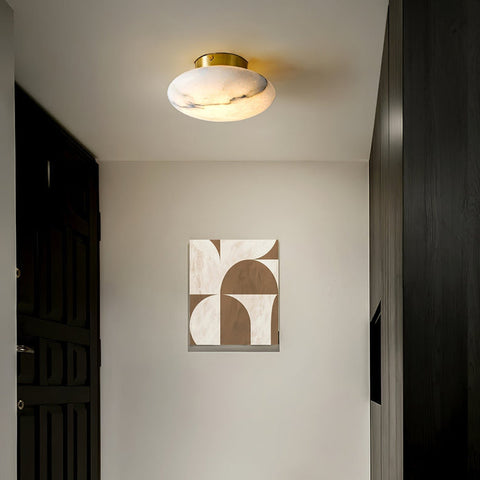 Elegant Alabaster Oval Ceiling Lamp | Natural Minimalist Design