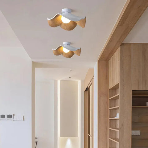 Nordic Wooden Lotus Resin Ceiling Light
