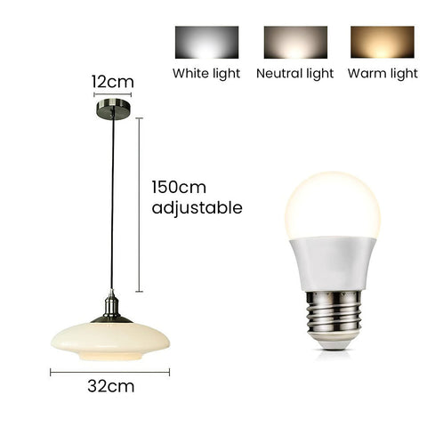 Modern White Glass Pendant Light | Minimalist Design for Contemporary Spaces | E27 Base, Soft Ambient Glow