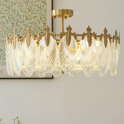 Decorative Pattern Glass Round Chandelier