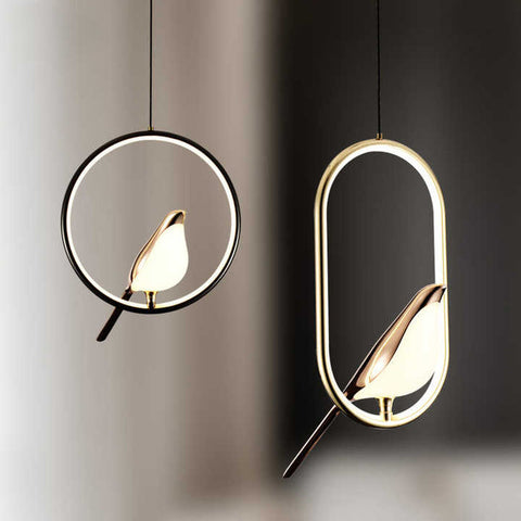 Luxury Pendant Light With Golden Bird