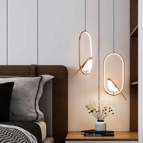 Luxury Pendant Light With Golden Bird