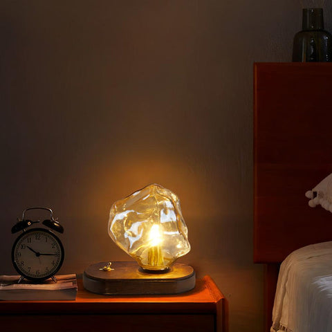 Ice Stone Glass Table Lamp | Luxurious LED Lighting | Sophisticated Design for Home Decor