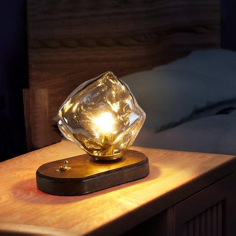 Ice Stone Glass Table Lamp | Luxurious LED Lighting | Sophisticated Design for Home Decor