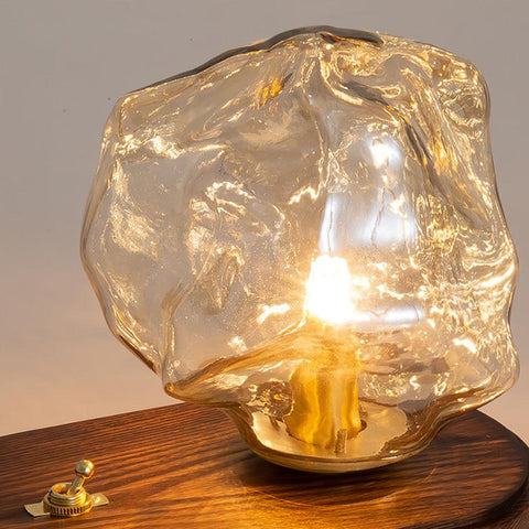 Ice Stone Glass Table Lamp | Luxurious LED Lighting | Sophisticated Design for Home Decor