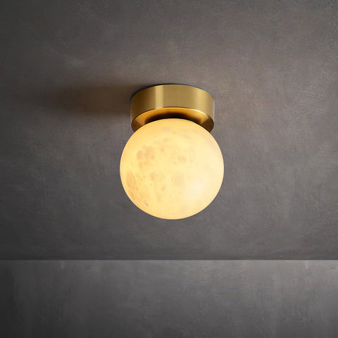 Moon Glow Alabaster Ceiling Light | Elegant Brass & Soft LED Ambiance