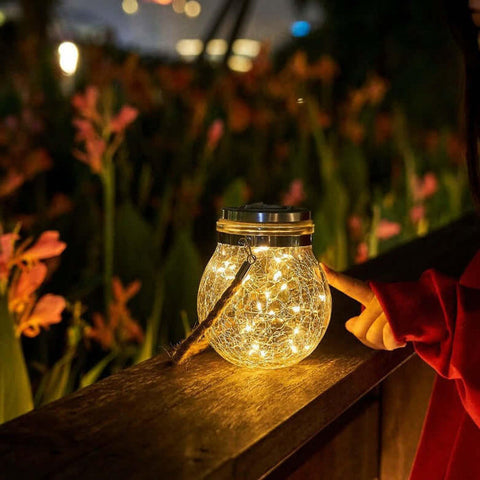 Solar Glass Light | Enchanting Outdoor Illumination with Ice-Cracked Design
