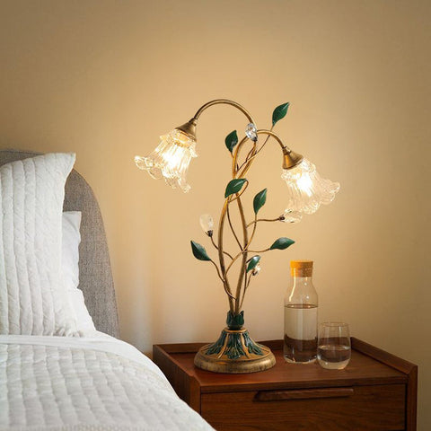 Vintage French Flower Table Lamp | Elegant Warm Lighting for Home Decor