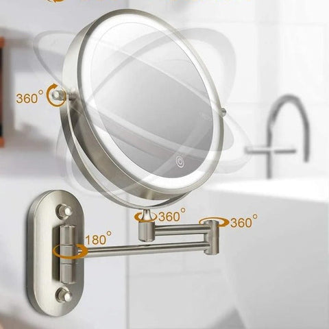 Chrome Silver Rechargeable LED Magnifying Mirror | Perfect For Make-Up And Bathroom