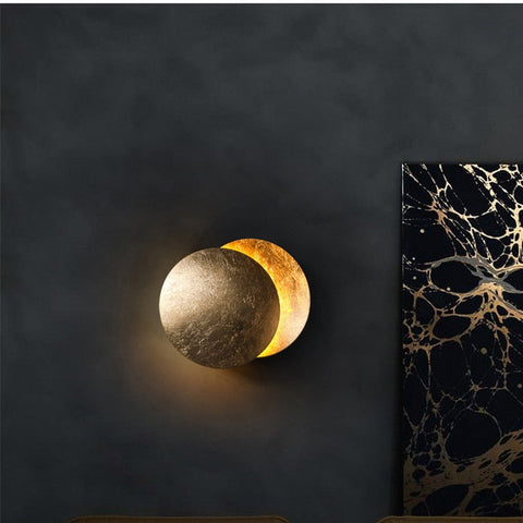EclipseLamp™ Wall Light | Rotating Golden Disc Design for Soothing Ambient Illumination