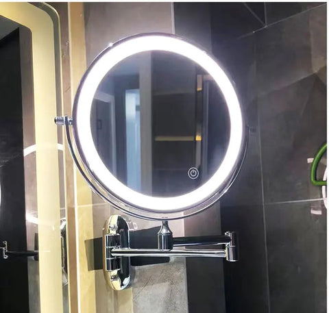 Black Modern LED Magnifying Mirror | Rechargeable with Adjustable Lighting | Perfect for Make-Up
