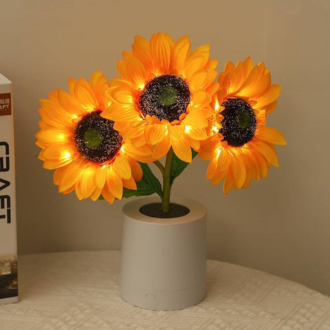 Shimmering Sunflower Lamp | Floral LED Table Light | USB Rechargeable | Nature-Inspired Decor