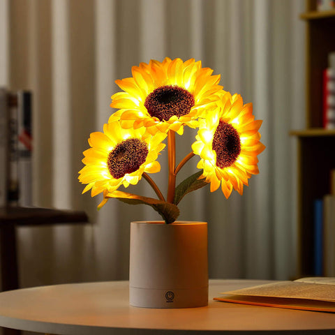 Shimmering Sunflower Lamp | Floral LED Table Light | USB Rechargeable | Nature-Inspired Decor