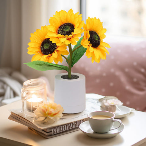 Shimmering Sunflower Lamp | Floral LED Table Light | USB Rechargeable | Nature-Inspired Decor