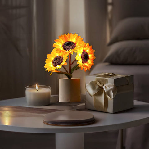 Shimmering Sunflower Lamp | Floral LED Table Light | USB Rechargeable | Nature-Inspired Decor