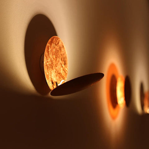 EclipseLamp™ Wall Light | Rotating Golden Disc Design for Soothing Ambient Illumination