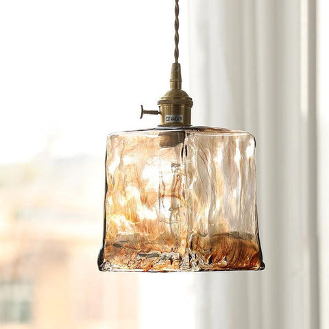 Vintage Brown Glass Pendant Light