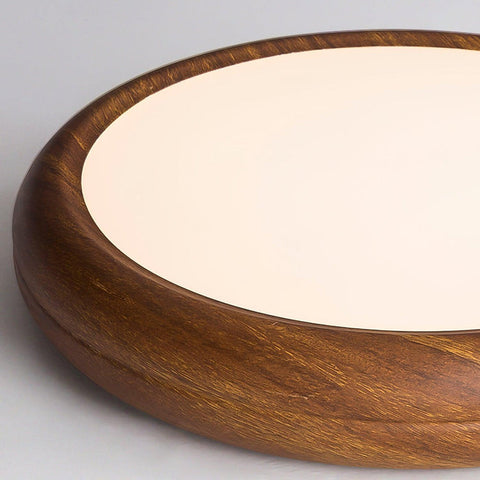 Wood Grain Round Ceiling Light | Nordic Design with Dark Wood Grain Finish | Warm White Glow, Fixed Acrylic Design