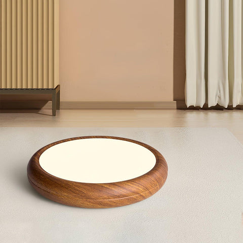 Wood Grain Round Ceiling Light | Nordic Design with Dark Wood Grain Finish | Warm White Glow, Fixed Acrylic Design