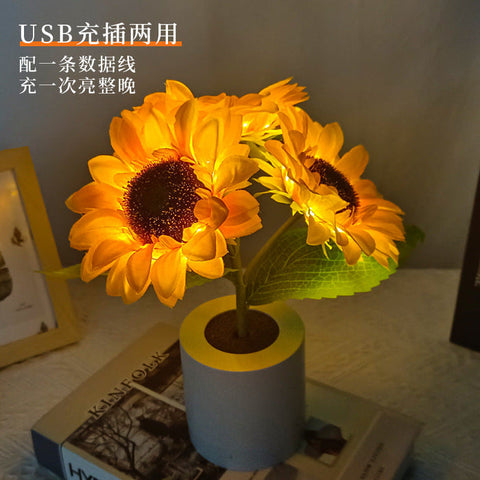 Shimmering Sunflower Lamp | Floral LED Table Light | USB Rechargeable | Nature-Inspired Decor