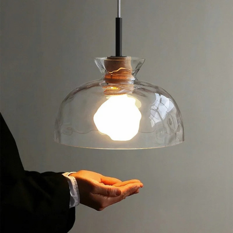 Japanese Minimalist Chandelier | Dimmable LED Lighting with Unique Glass