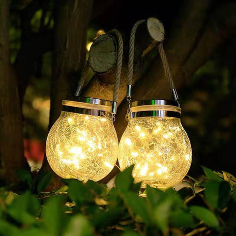 Solar Glass Light | Enchanting Outdoor Illumination with Ice-Cracked Design
