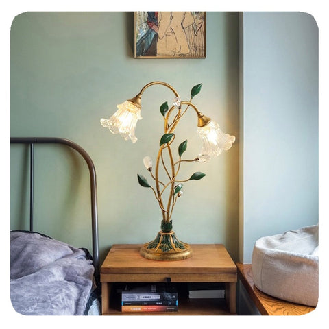 Vintage French Flower Table Lamp | Elegant Warm Lighting for Home Decor