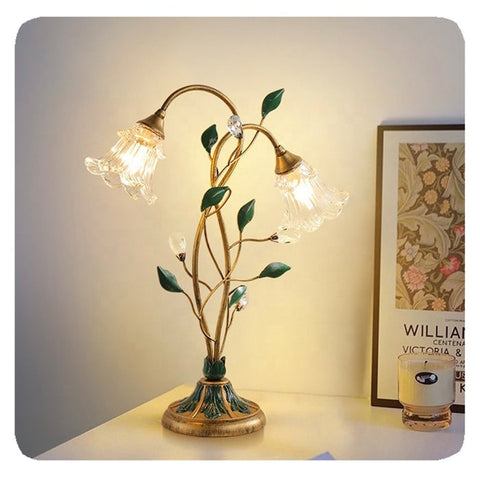 Vintage French Flower Table Lamp | Elegant Warm Lighting for Home Decor