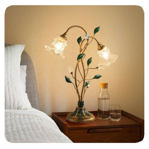 Vintage French Flower Table Lamp | Elegant Warm Lighting for Home Decor