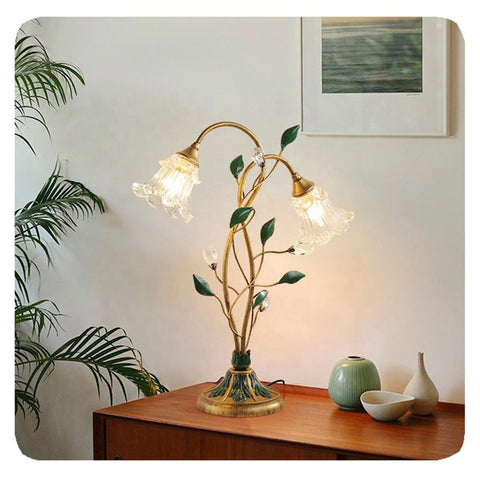 Vintage French Flower Table Lamp | Elegant Warm Lighting for Home Decor