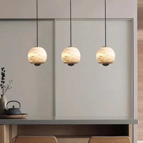 Nordic Marble Alabaster Globe Pendant Lamp | Elegant LED Lighting