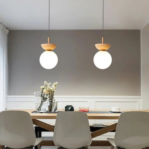 Nordic Pendant Light Made From Half-Wood