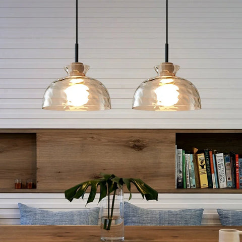 Japanese Minimalist Chandelier | Dimmable LED Lighting with Unique Glass