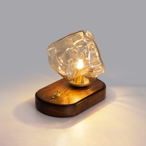 Ice Stone Glass Table Lamp | Luxurious LED Lighting | Sophisticated Design for Home Decor