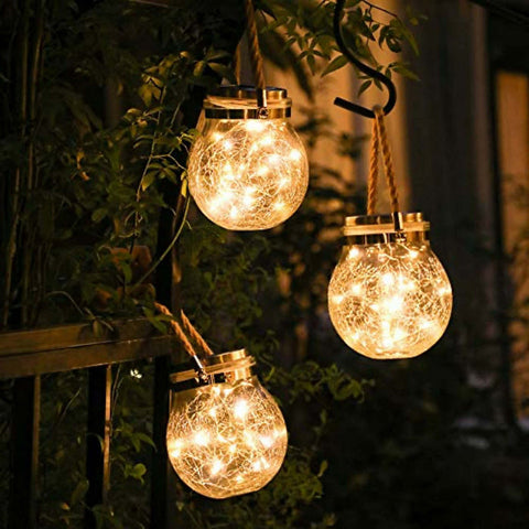 Solar Glass Light | Enchanting Outdoor Illumination with Ice-Cracked Design