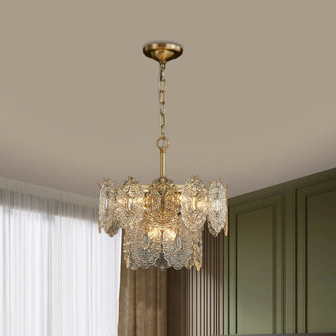 Elegant Embossed Crystal Chandelier | Mesmerizing Glow & Sophistication
